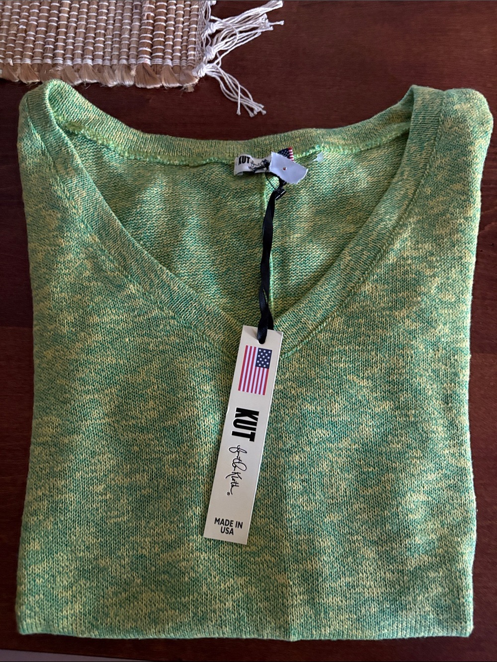 Kut from the Kloth Lime-Green V-Neck Sweater